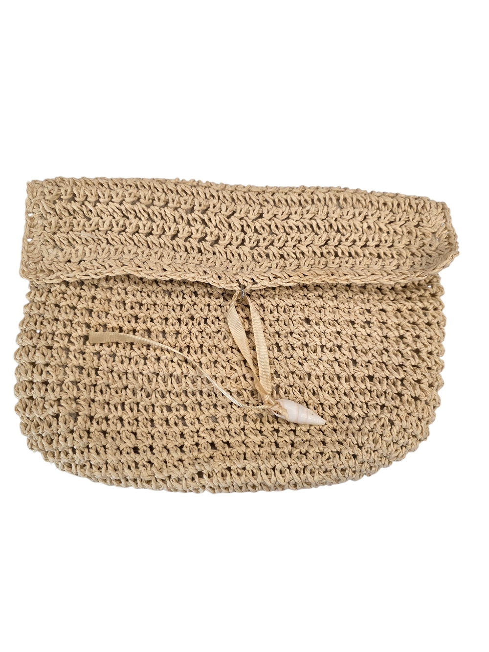 Zara Natural Woven Fold-Over Clutch